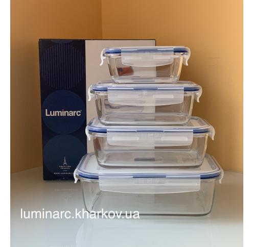 Набор контейнеров Luminarc PURE BOX ACTIVE /4пр.с прямоуг.крышкой/ 380мл, 820мл, 1220мл, 1970мл