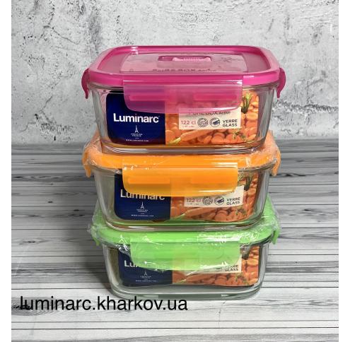 Контейнер Luminarc  PURE BOX ACTIVE /1220мл з зеленою кришкою/квадрат.