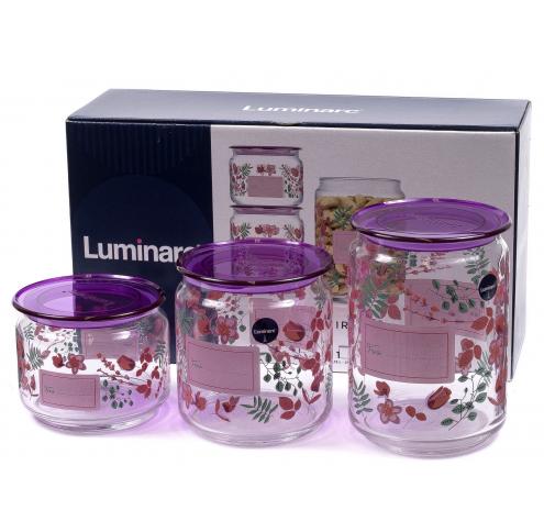 Набір Luminarc Plano Irises Purple /банок Х3: 0,5 0,75 1л